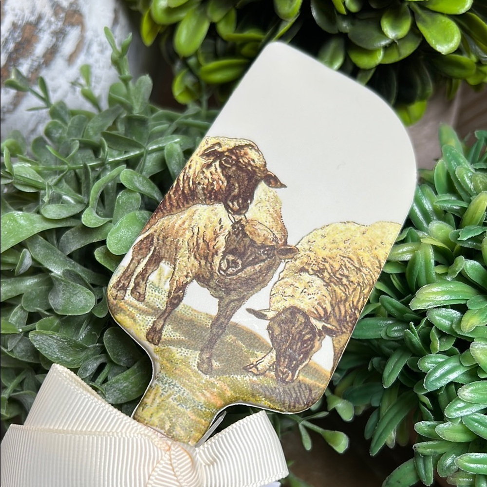 NEW! Cottage Farmhouse I Don’t Give a Sheep Wooden Handle Double Sided Spatula